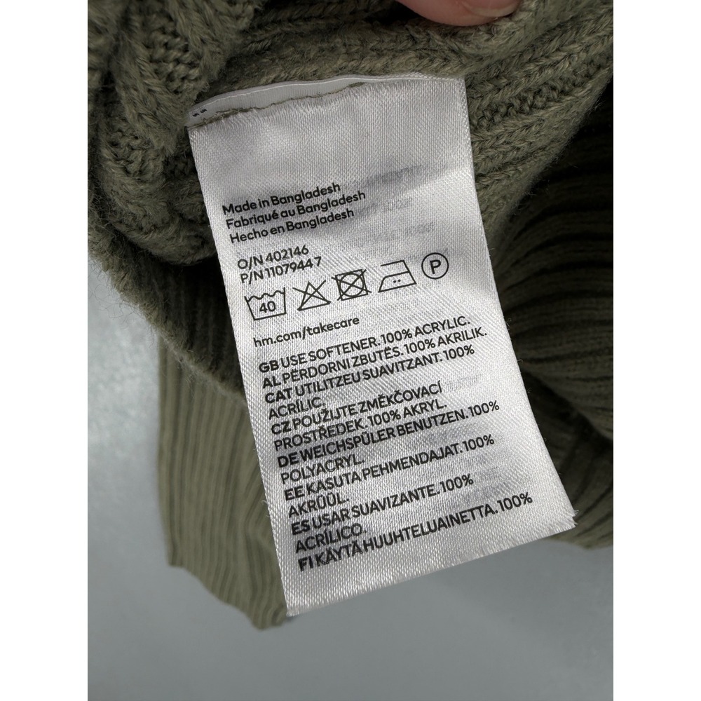 H&M Divided Womens Cardigan Olive Green Ribbed Cropped Knit Medium - Picture 4 of 5